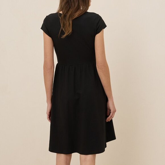 NWOT Pact Fit & Flare Crossover Dress Knit Black Cotton Pockets Knee XXL 2XL - Picture 3 of 16